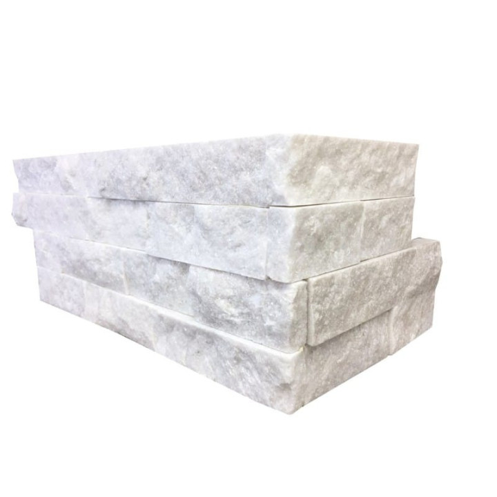 Angle en pierre de parement en quartz blanc