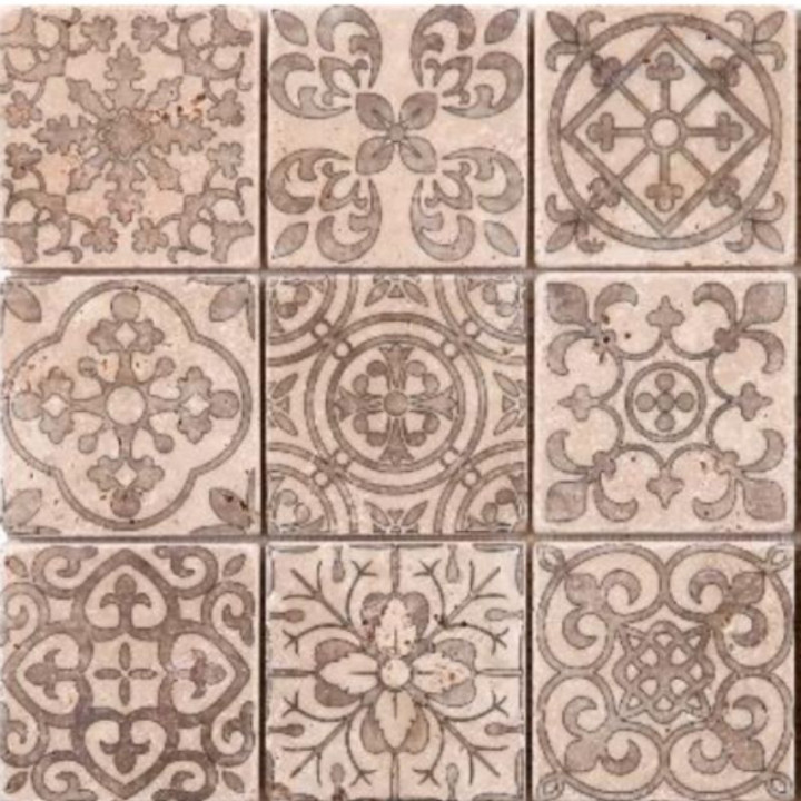 Mosaïque patchwork en travertin