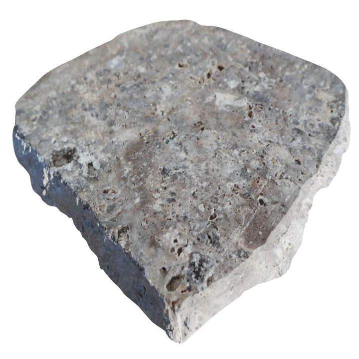 Pas japonais rond en travertin silver