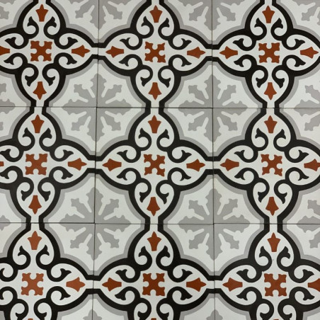 Carreau de ciment rouge et noir