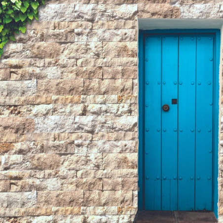 Pierre de parement travertin beige face éclatée