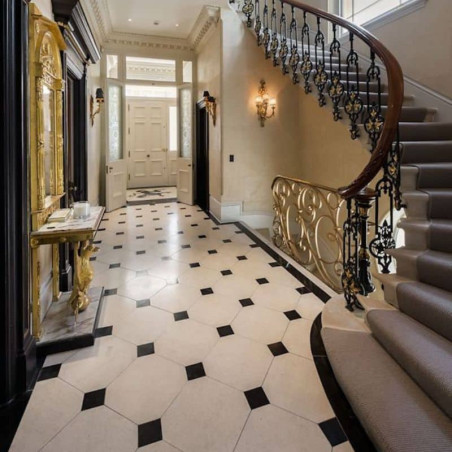 Dallage à cabochons en pierre de Combe brune