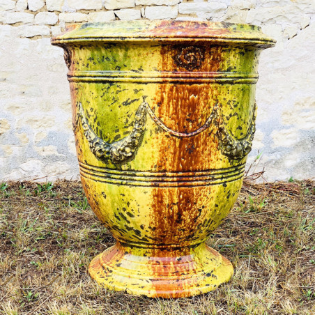 Vase guirlande vieil email