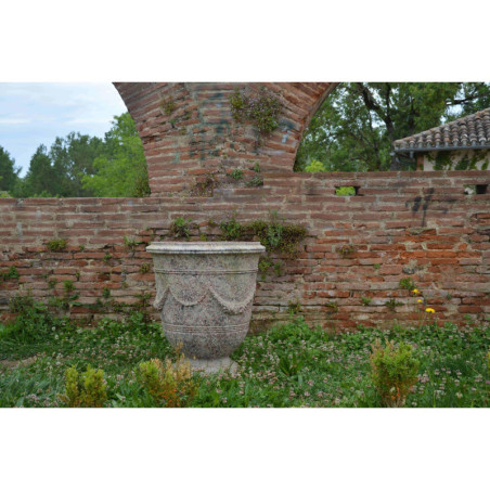 Vase guirlande patine antique