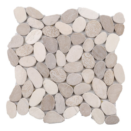 Plaque de galets sur filet en pierre naturelle