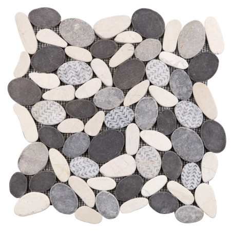 Plaque de galets sur filet en pierre naturelle