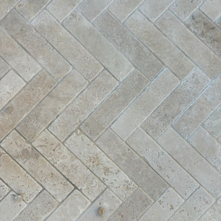 Pavé en travertin premier choix beige 20x5