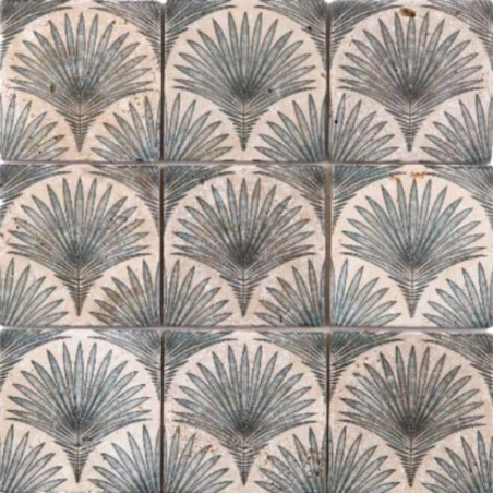 Mosaïque en travertin à motif palmier