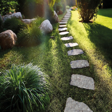 Pas japonais rond en travertin silver gris