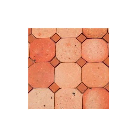 Tomette octogonale claire en terre cuite