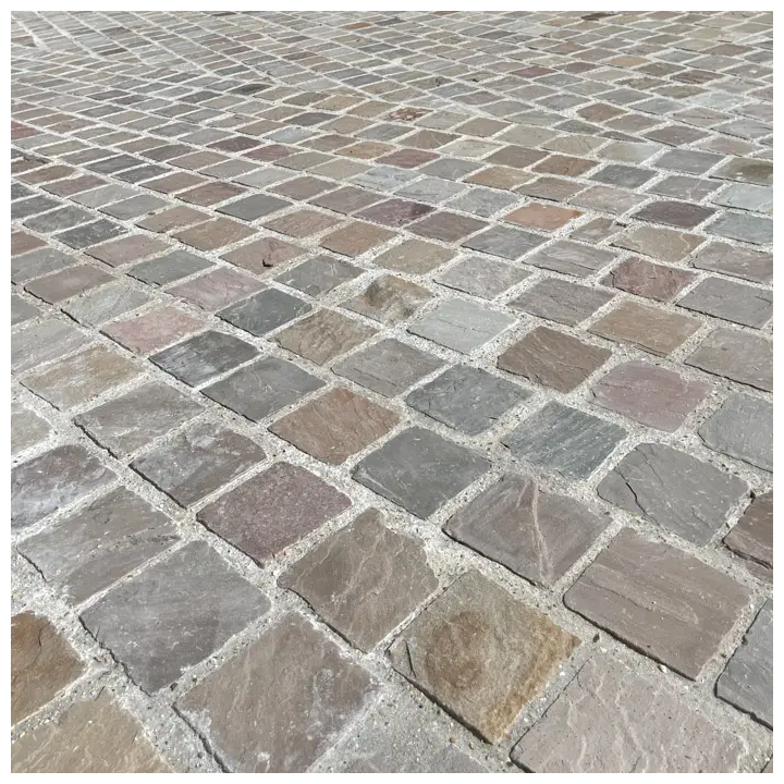 cour avec des pavé en grès kandla multicolor