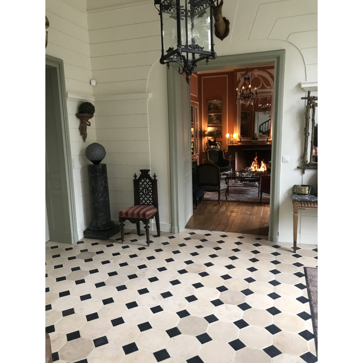 Dallage à cabochons en pierre du Nivernais