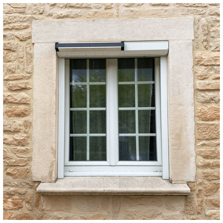 encadrement d'une fenêtre effectué avec un encadrement d'angle rustique