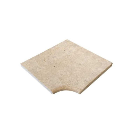 angle beaune 43 cm de longueur x 43 cm de largeur x 3 cm d’épaisseur finition sablée vieillie ; nez arrondi