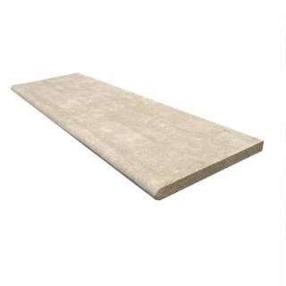 margelle cordillère 100 cm de longueur x 33 cm de largeur x 3 cm d’épaisseur ; finition sablée vieillie ; nez arrondie