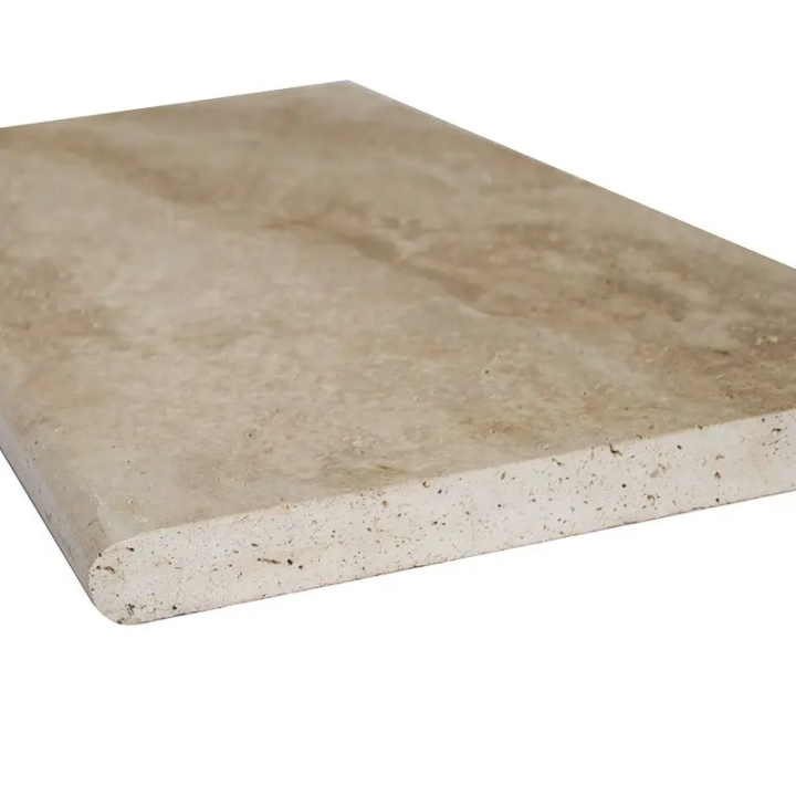 MARGELLE EN TRAVERTIN LIGHT - Bords arrondis vu de face