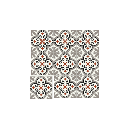 Carreau de ciment rouge et gris Luna