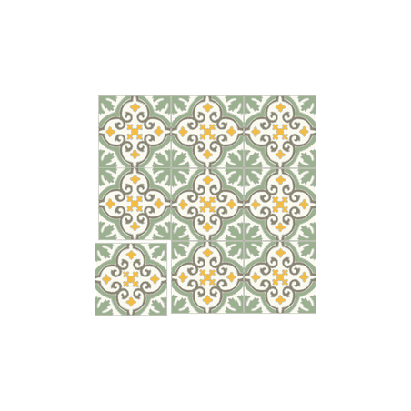 Carreau de ciment vert et jaune pastel Fiora
