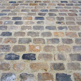 sol en pavés en grés de récupération