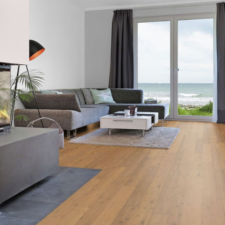 Parquet bambou horizontal massif Ambré