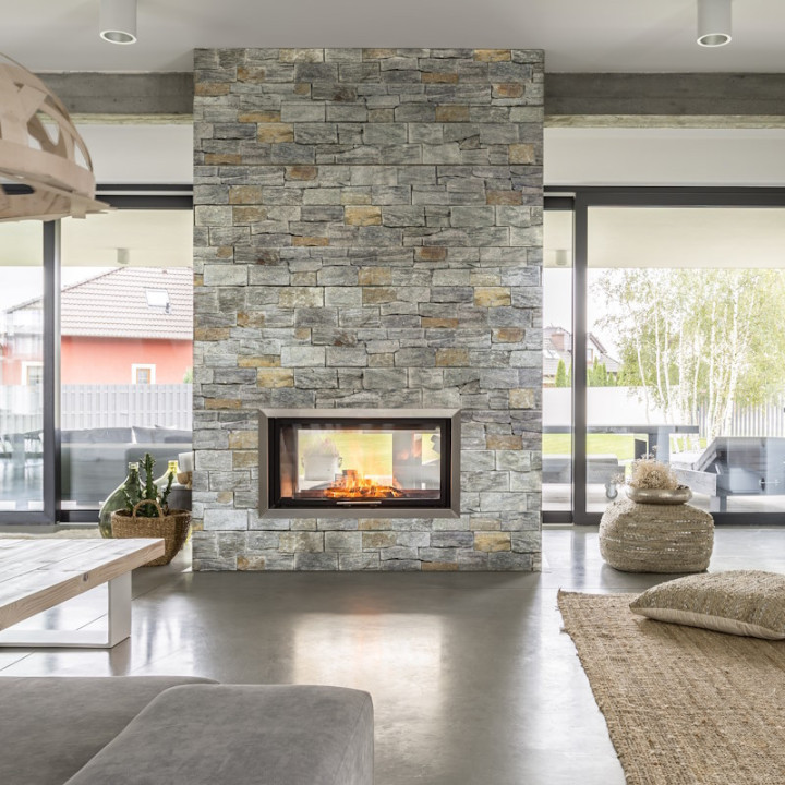 revetement mur en pierre de parement quartzite muraille