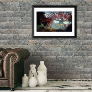 canapé devant un mur en pierre de parement en travertin