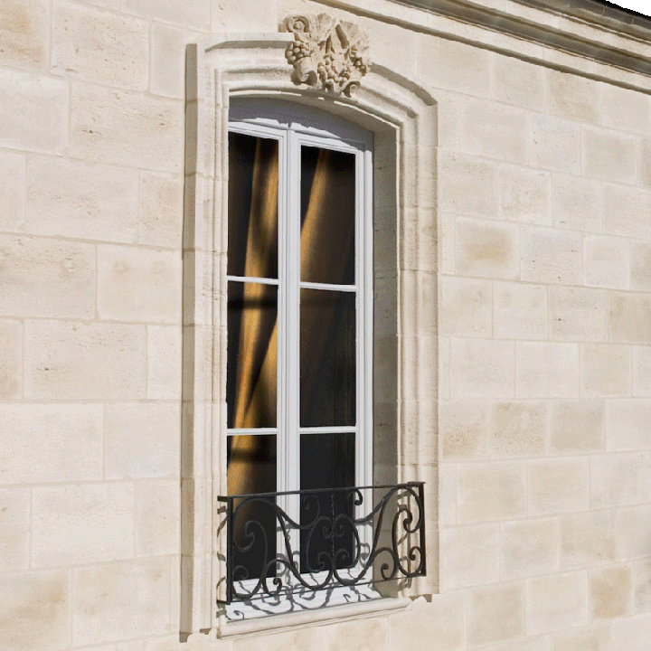 focus sur un revêtement de façade en pierre de parement brecy