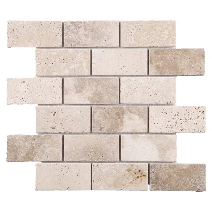 mosaique travertin premier choix mix format rectangle