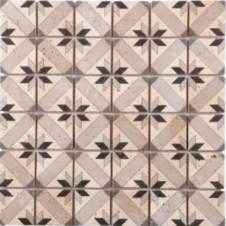 Mosaïque en travertin vintage gris