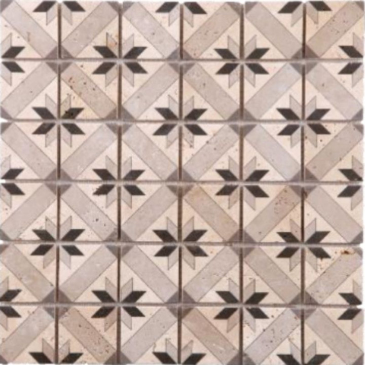 Mosaïque en travertin vintage gris