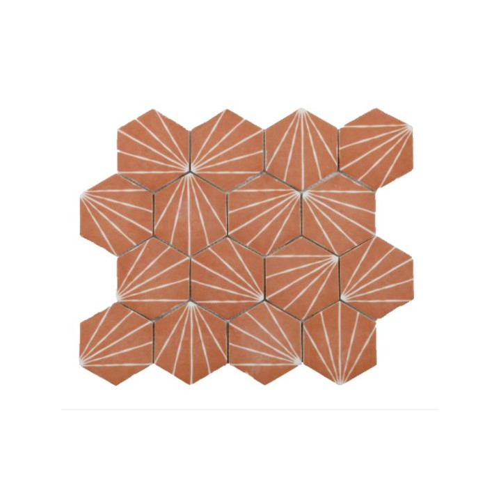 Mosaïque sol & mur effet terracotta en hexagones