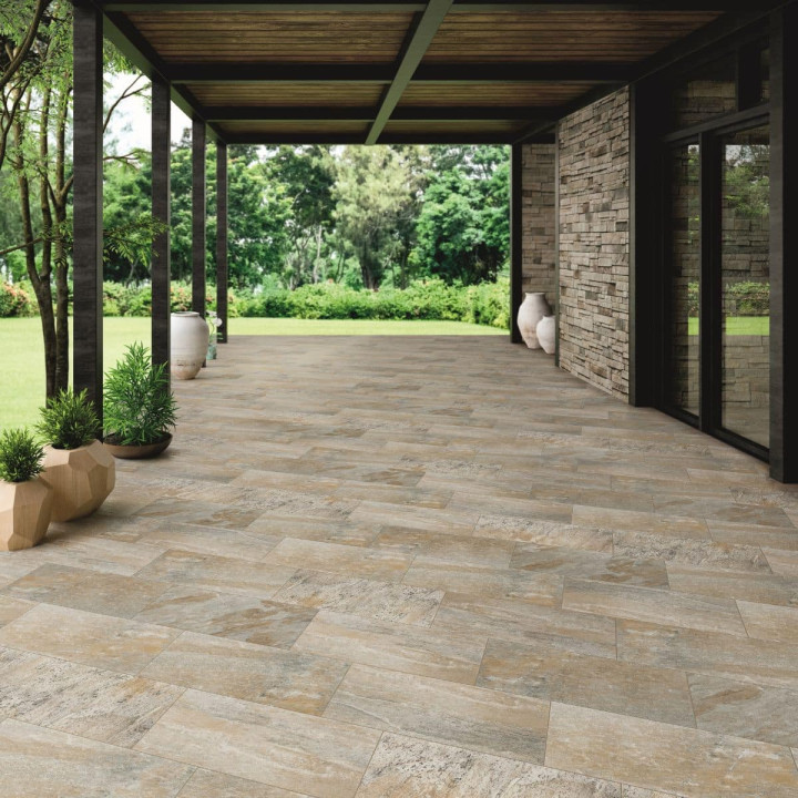 Carrelage Vars effet parquet rustique ambiance