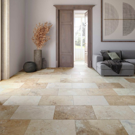 Carrelage effet pierre de travertin Mix